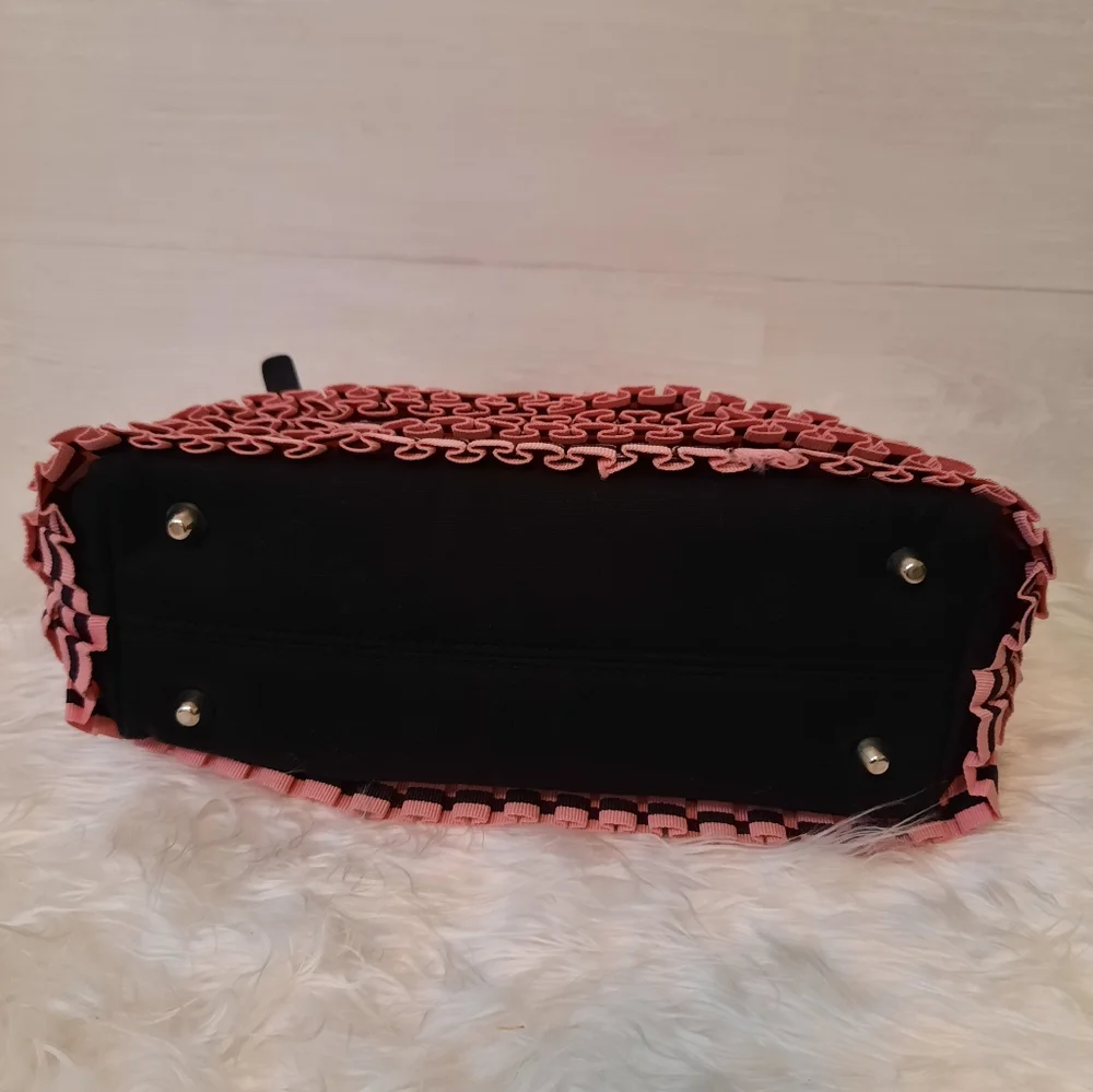 Handmade pink layered ribbon bag purse - Picture 4 of 5